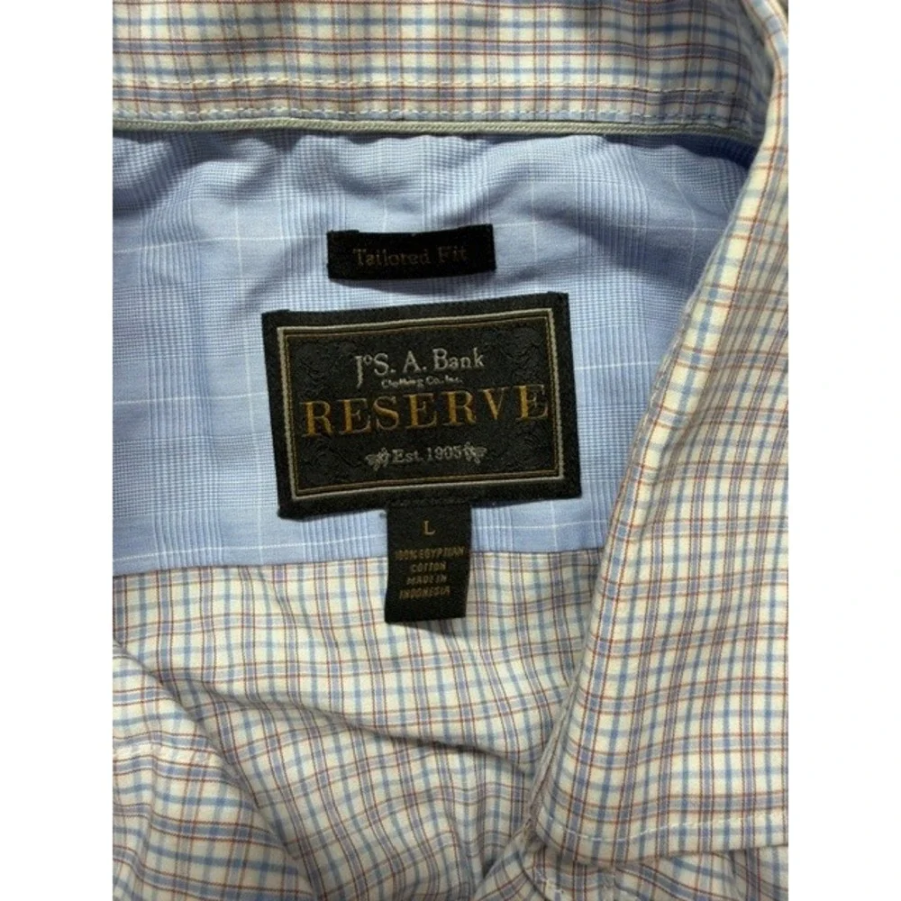 Jos. A. Bank Reserve Mens Large Tailored Fit Egyptian Cotton Check Shirt 0548